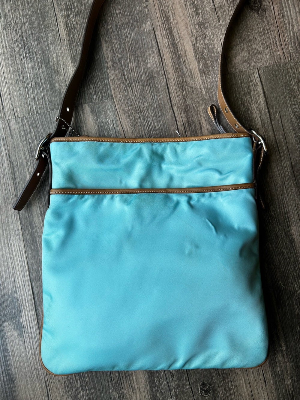 Coach Vintage File Turquoise Crossbody Bag with Tan Trim very Rare 2003 - Picture 9 of 15